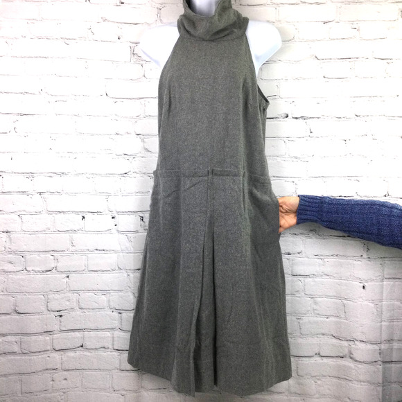 Chelsea & Theodore Women's Wool Blend Sleeveless Keyhole Gray Shift Dress 4 - Picture 4 of 15